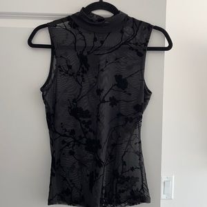 Black sheer high neck sleeveless top